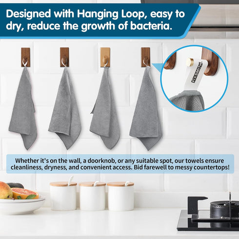 FIXSMITH Grey Microfiber Cleaning Cloth - Pack of 12, Highly Absorbent 16"X12" All Purpose Towels for Housekeeping