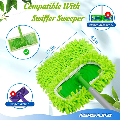 4 Pack Reusable Mop Refills Pad, Compatible for Swiffer Sweeper Mop, Microfiber Cotton Pads for Floor Cleaning