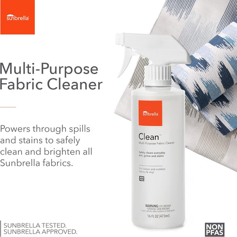 Sunbrella Clean Multi-Purpose Upholstery Cleaner | 16 fl oz All-in-One Fabric Cleaner for Water-Safe Fabrics