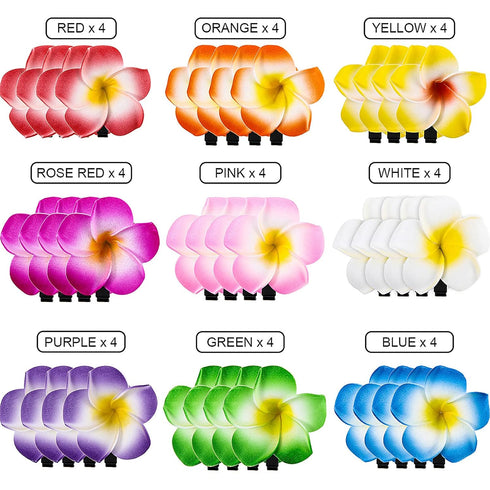 WILLBOND 36 Pieces Plumeria Flower Hair Clips, Hawaiian Foam Flower for Bridal Wedding Luau Hair Decorations