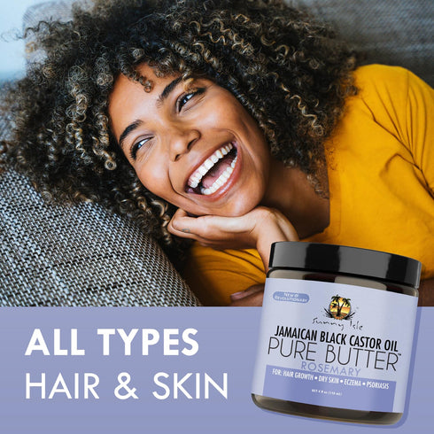 Sunny Isle Rosemary Jamaican Black Castor Oil Pure Butter 4oz - Stimulates Hair Growth & Moisturizes Hair & Skin