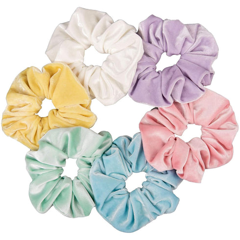 Whaline Large Velvet Hair Scrunchies, Ice Cream Color Hair Bands, Soft Hair Ties for Girls Women, 6 Colors