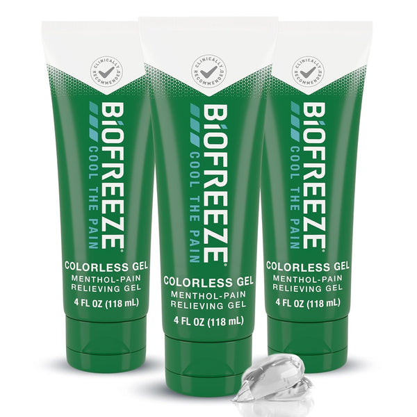 Biofreeze Pain Relief Gel 4 Fl Oz (Pack of 3) for Knee, Neck, Hip, Joint, Shoulder, Backache, Arthritis, Sore Muscle