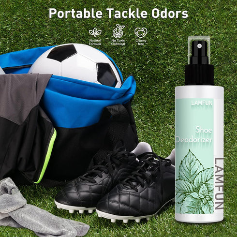 Shoe Odor Eliminator, Natural Deodorizer Spray for Stinky Sneakers or Smelly Feet, Peppermint, 150ml