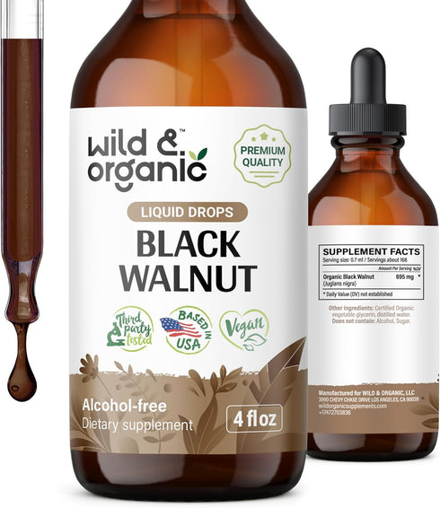 Black Walnut Tincture - Detox Cleanse with Black Walnuts Organic, Black Walnut Hull Tincture for Digestive Health - 4 oz