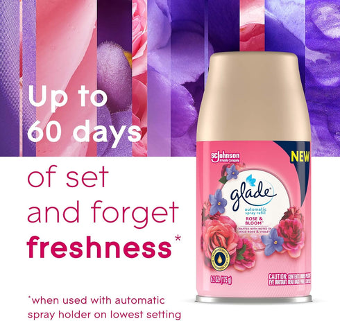 Glade Automatic Spray Refill, Rose & Bloom Air Freshener for Home and Bathroom, 6.2 Oz, 3 Count