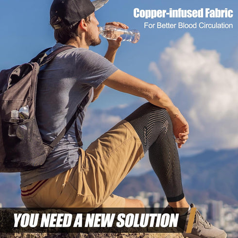 Inflammation, NEENCA Copper Compression Leg Sleeve, Ultra-thin Full Leg Sleeve with Copper Ions Infused Fabric for Knee