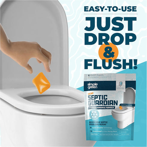 Simple Green Septic Guardian Pods – 6 Month Supply of Dissolvable Easy Flush Live Bacteria (6 Count)