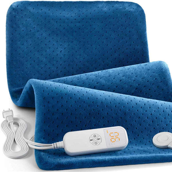 Electric Heating Pad for Back Pain Relief, 33"x 17" for Shoulder, Neck, Cramps, 6 Heat Settings, Auto-Off