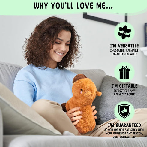Capybara Microwavable Unscented Heating Pad, 1.5 lbs Plush Heatable Pillow for Women and Kids, Cute Cozy Stuffed Animal
