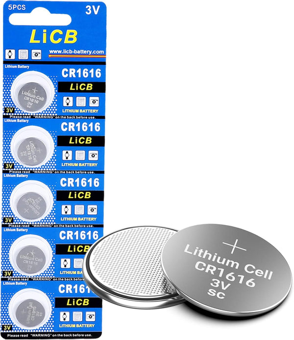 LiCB CR1616 Battery, Long-Lasting High Capacity 3 Volt Coin & Button Cell, 5-Pack
