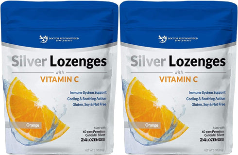 Silver Lozenges with Vitamin C - Premium Nano Silver 60 PPM Colloidal Silver, Organic Honey and Vitamin C Mineral