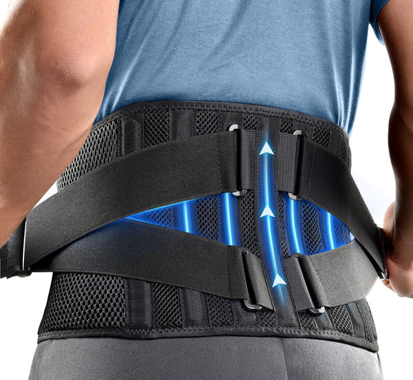 FREETOO Air Mesh Back Brace for Lower Back Pain Relief, Adjustable Support Belt with 7 Stays for Sciatica Scoliosis