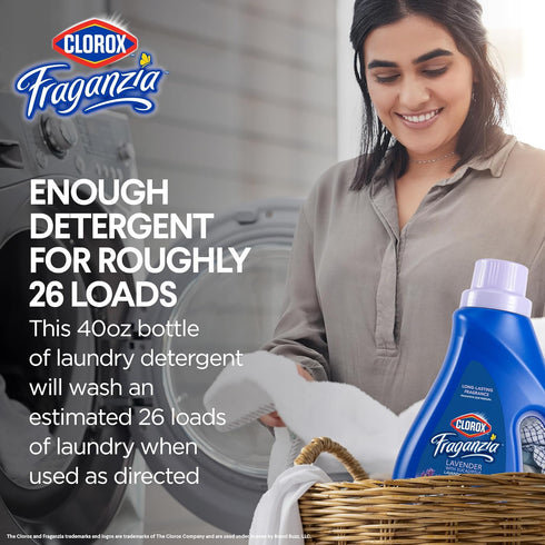 Clorox Fraganzia Liquid Laundry Detergent 40oz in Lavender with Eucalyptus Scent | HE Compatible for All Front and Top