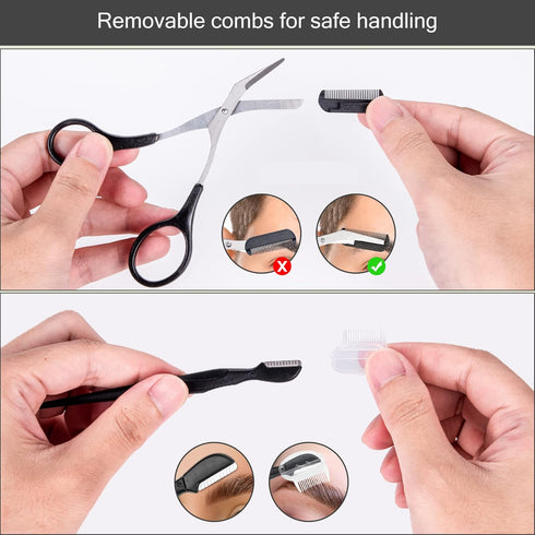 NAZQAT Multipurpose Eyebrow Kit for Women & Men, Includes Tweezers, Razor Tools, Scissors, Pack of 6