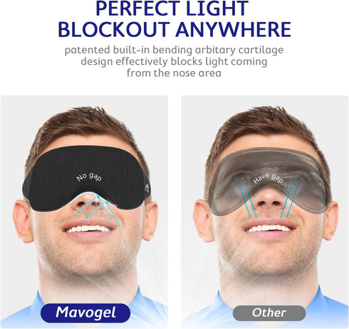 Mavogel Cotton Sleep Mask, Light Blocking Eye Blindfold for Men Women, Grey & Black