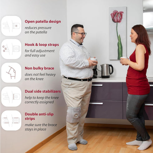 KARM Plus Size Knee Brace for Women & Men - Adjustable Support for Meniscus Tear, Arthritis Pain, Gray