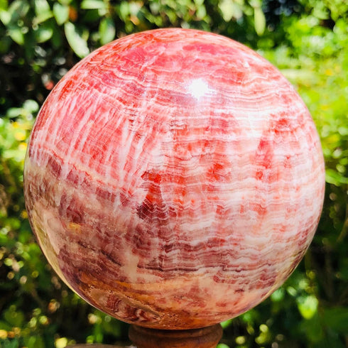 VNPOTTIQ 1pc 100-150g Red Stripe Pork Stone Quartz Crystal Sphere Ball