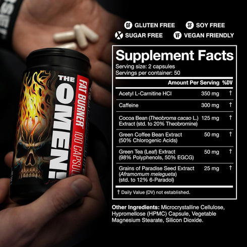 JNX SPORTS The Omen! Fat Burner Dietary Supplement, 50 SRV, 100 Caps for Men & Women