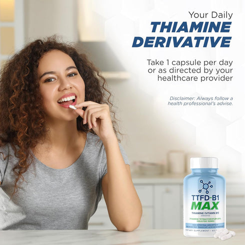 TTFD - B1 Max Thiamine Vitamin B1 TTFD 100mg, 60 Capsules by MAXLIFE NATURALS
