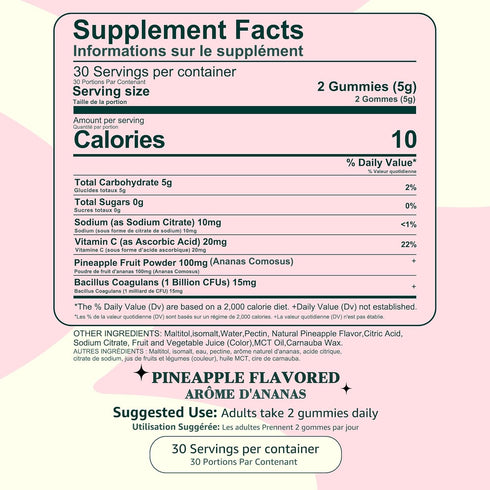 Zenvorica Gummies Gummies Gummy, (60 Counts 30 Pineapple for Women pH - Feminine Balance for Odor and Flora Health