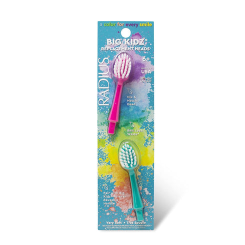 RADIUS Big Kidz Forever Brush Replacement Heads, 2 Heads, Extra Soft, BPA Free, ADA Accepted, 6 Years and Up