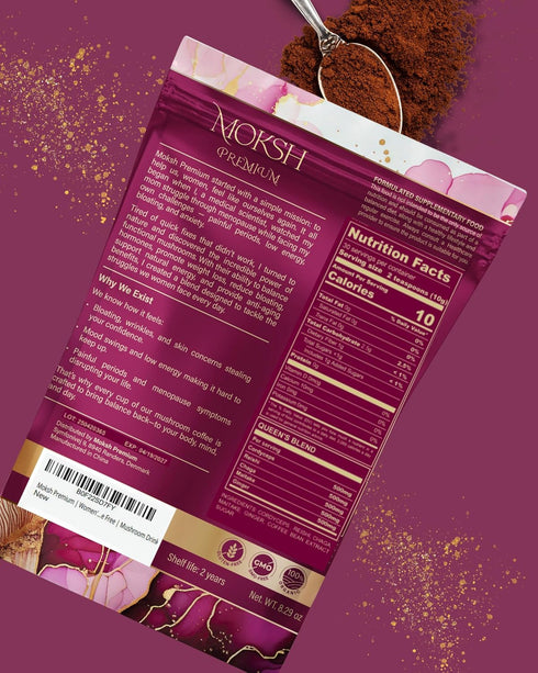 Moksh Premium 2000mg Immune 30 Mushroom Coffee Instant Mushroom Coffee for Women with Reishi, Maitake, Chaga
