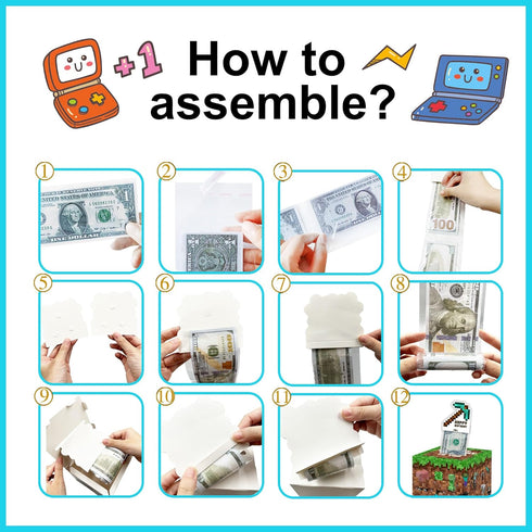 Set 100Pcs YC1431 Azbuk Surprise Money Box Gift Pull - Happy Birthday Money Box for Cash Gift Included Transparent