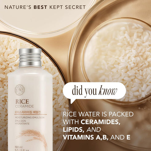 The Face Shop Rice Ceramide Moisturizing Emulsion, Lightweight Face Moisturizer, Rice Extract, Korean Skin Care