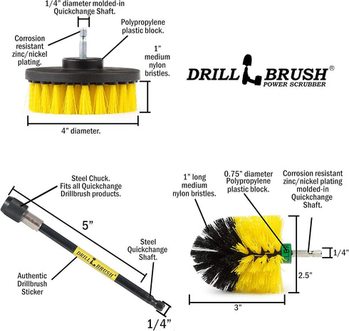 Set Bathroom Accessories - Cleaning Supplies - Drill Brush - Grout Cleaner - Shower Cleaner - Scrub Brush for Shower