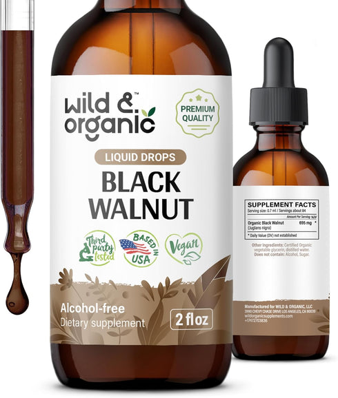 Black Walnut Tincture - 2 oz Cleanse Detox with Organic Black Walnut Hull Extract for Digestive Health