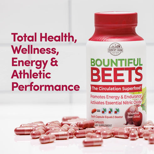 COUNTRY FARMS Bountiful Beets Capsules, Natural Nitric Oxide Booster, 90 Count, Wholefood Beet Extract