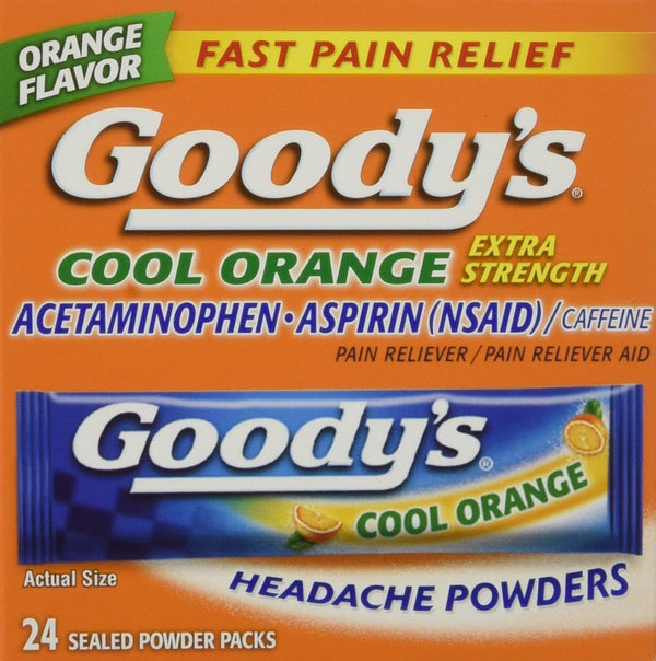 Goody's Extra Strength Headache Powder - Cool Orange Flavor Dissolve Packs, 24 Individual Packets (3 Pack)