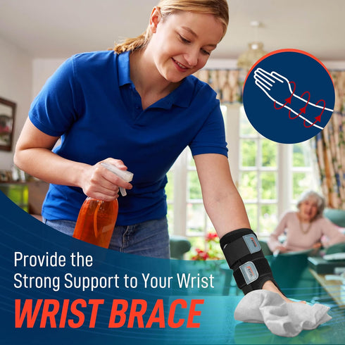 FEATOL Adjustable Wrist Brace for Carpal Tunnel, Night Support with Splint, Hot/Ice Pack, Large/X-Large, Left Hand