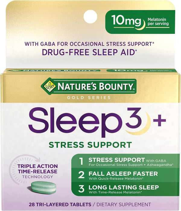 Nature's Bounty Sleep + Stress Support, Sleep3 Maximum Strength 100% Drug Free