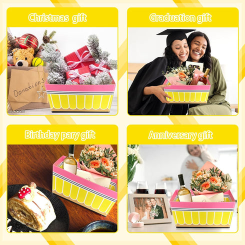 Moonld 5 Pcs Teacher Appreciation Gifts Pencil Empty Gift Basket with Handle Cardboard Gift Baskets Market Tray Pencil