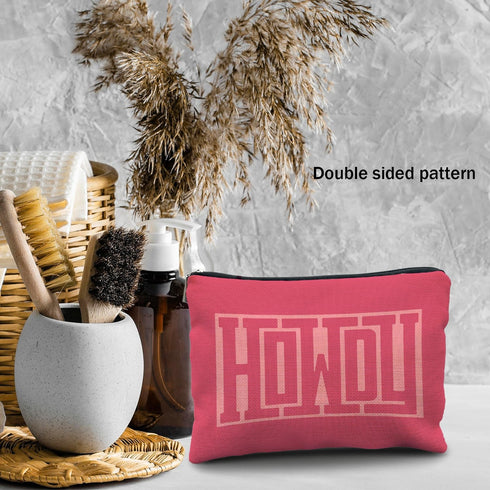 Howdy Pink Makeup Bag, Western Cowgirl Gifts, Hot Pink Retro Cosmetic Bag, Western Gifts for Cowgirl