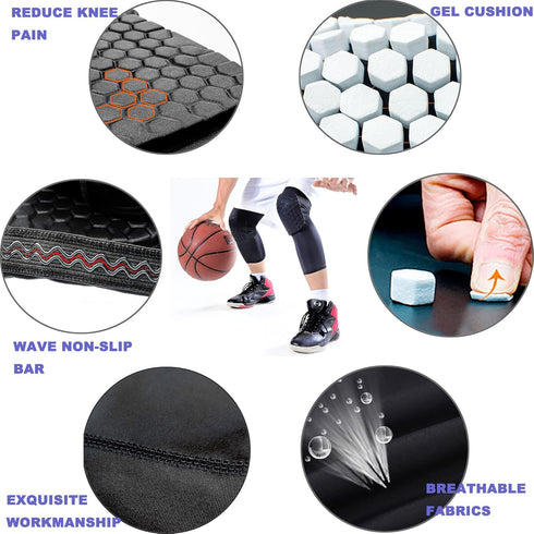 Full Knee Calf Padded Compression Leg Sleeve, Thigh Sports Protective Gear for Youth Kids Adult