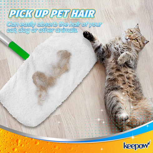 KEEPOW Reusable Dry Sweeping/Wet Mopping Cloths, Compatible with Swiffer Sweeper, 6-Pack Washable Microfiber