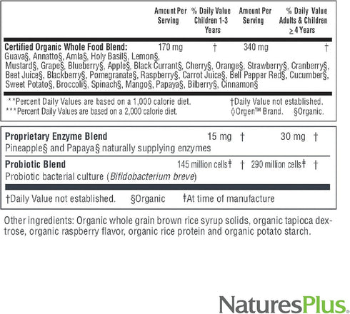 Natures Plus Source of Life Garden Certified Organic Family Chewable Multivitamin - 60 Vegan Chewables, Mixed Berry