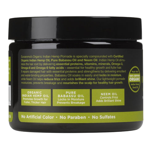 SUNAROMA Organic Hair Pomades - Indian Hemp Oil for Natural Hair Care and Styling.