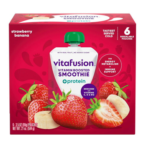 vitafusion Vitamin-Boosted Smoothie +Protein for Energy Metabolism and Immune Support, Strawberry Banana