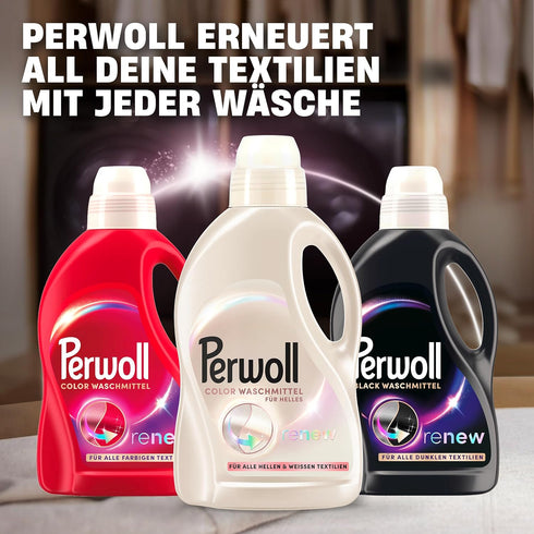 Perwoll (1x 27 Renew Color for Light & White Clothes Detergent Wash Loads) Mild Detergent Gently Cleanses and Revives