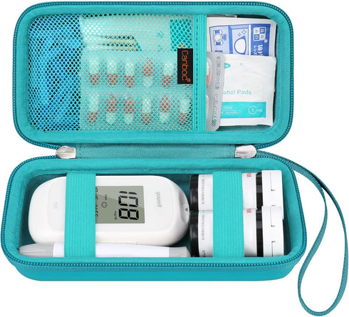 Canboc Diabetic Supplies Case, Organizer for Glucose Meter, Lancing Device, Blood Sugar Test Strips, Turquoise