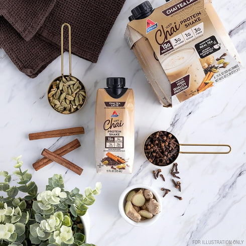 Chai Tea Latte Protein Shake | 15g Protein, Low Glycemic, 3g Net Carb | PACK OF 3, Keto Friendly, 1g Sugar