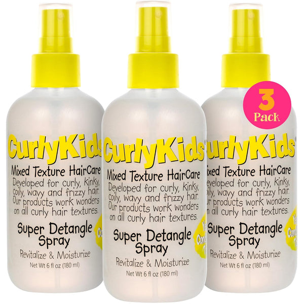 Super Detangling Spray for Kids, Frizz Control Hair Detangler Spray for Kinky, Wavy & Curly Hair (3 Pack)