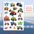 75 PCS Truck Temporary Tattoos for Kids, Groovy Metallic Styles for Truck Wheels Birthday Party Supplies (Ages 5-8)