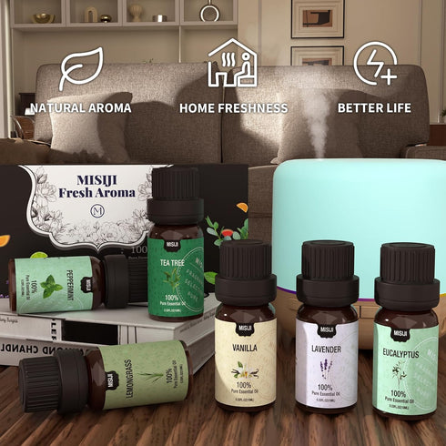 Essential Oils Set, Top 6 Aromatherapy Oils for Diffuser, Home Scents for Laundry, Candle & Soap Making, 6 X 10ML