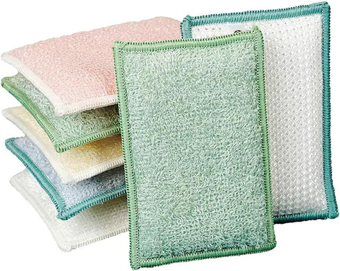 WANWLI 6-Pack) Dish Sponge Kitchen Sponges,Scrub Sponges Bamboo Fiber,Double Sided Cleaning,Non Scratch,Durable