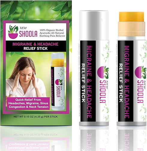 Migraine Relief & Headache Stick (Pack of 2), Organic Essential Oil Stick for Quick Migraine & Headache Relief